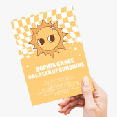 Een jaar van Sunshine Yellow Groovy 1e Verjaardag Kaart