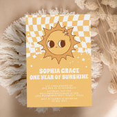 Een jaar van Sunshine Yellow Groovy 1e Verjaardag Kaart