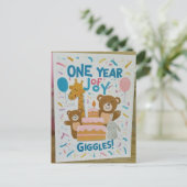 Een jaar van vreugde en giechelen briefkaart (Staand voorkant)