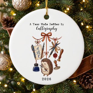 Een jaar Verrijkt Door Calligraphy Kerstmis Keramisch Ornament
