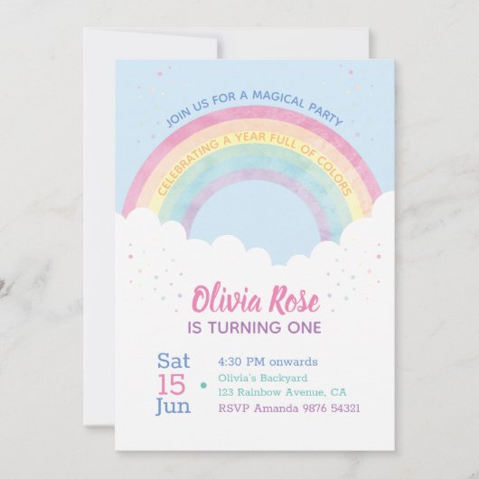 Een jaar vol kleuren | Regenboogeerste verjaardag Kaart (Voorkant)