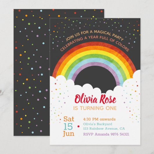 Een jaar vol kleuren | Regenboogeerste verjaardag Kaart (Voorkant / Achterkant)