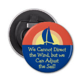 Een jacht met zonneschijn button flesopener (Voorkant)