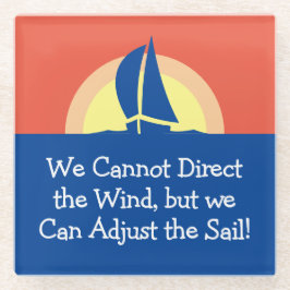 Een jacht met zonneschijn glazen onderzetter