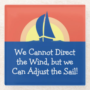 Een jacht met zonneschijn glazen onderzetter