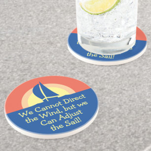 Een jacht met zonneschijn zandsteen onderzetter