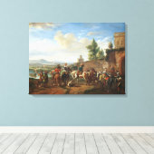 Een jachtpartij van een Landhuis (olie op doek) Canvas Afdruk (Insitu (Houten vloer))