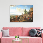 Een jachtpartij van een Landhuis (olie op doek) Canvas Afdruk (Insitu (Woonkamer))