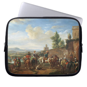 Een jachtpartij van een Landhuis (olie op doek) Laptop Sleeve