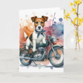 Een Jack Russell op een fiets Kaart (Gele Bloem)