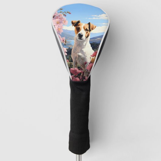 Een Jack Russell Terrier's Floral Haven Golfheadcover (Voorkant)