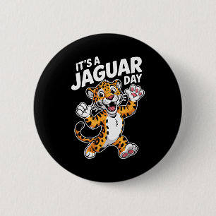 Een Jaguar-dag-cartoon Dier Jungle Ronde Button 5,7 Cm