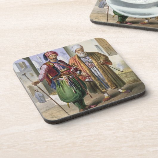 Een Janissary en een Merchant in Caïro, illustrati Bier Onderzetter (Linkerzijde)