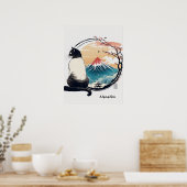 "Een Japanse droom" Cat and Fuji Poster (Keuken)