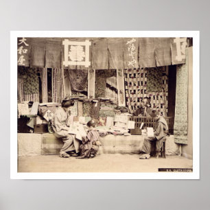 Een Japanse kledingwinkel, c.1890 (handgekleurde f Poster