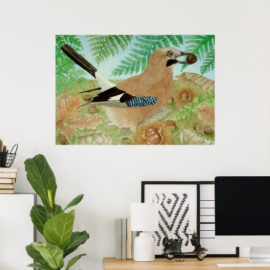 Een Jay in de herfst Poster (Thuiskantoor)