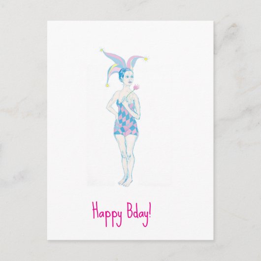 Een jester briefkaart (Voorkant)