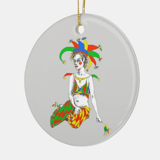Een jester keramisch ornament (Links)