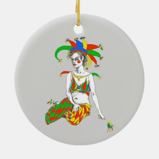 Een jester keramisch ornament (Achterkant)