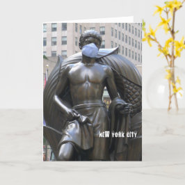 Een jeugdbeeld met een gezichtsmasker - NYC-kaart Kaart