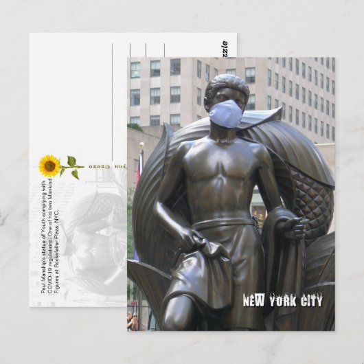 Een jeugdbeeld met een gezichtsmasker - NYC V brie Briefkaart (Voorkant / Achterkant)