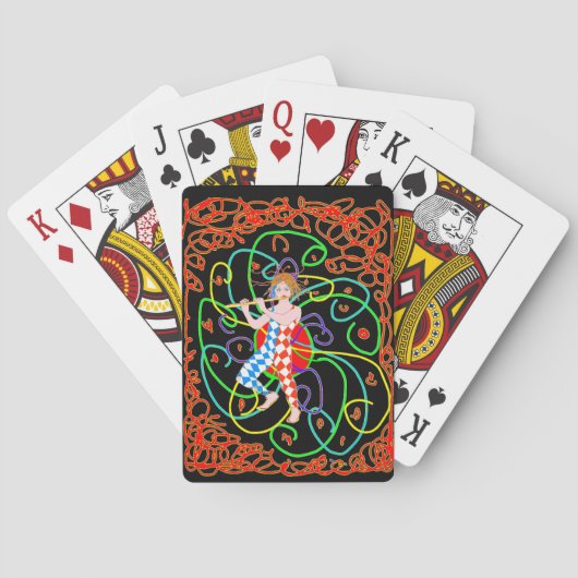 Een joker die fluit speelt pokerkaarten (Achterkant)
