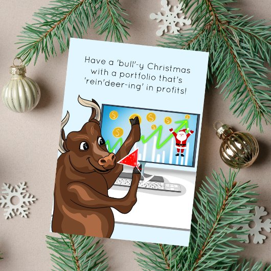 Een Jolly Bull Market Vrolijk Kerstfeest Kaart