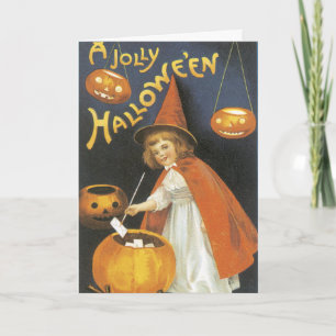 Een Jolly Halloween heks, Schattigee Vintage Kaart