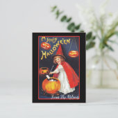 Een Jolly Halloween Little Vintage Witch Custom Briefkaart (Staand voorkant)