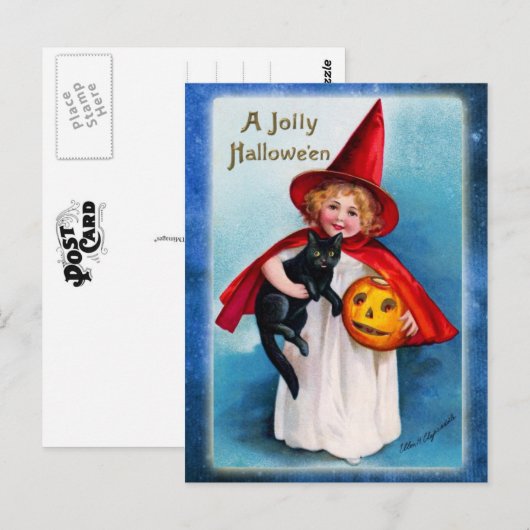Een Jolly Halloween uit de Little Witch Briefkaart (Voorkant / Achterkant)