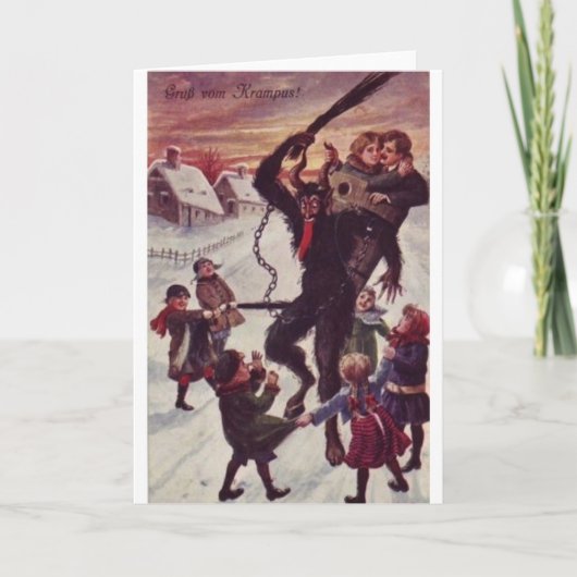 Een Jolly Krampus Snow Scene Feestdagen Kaart (Voorkant)