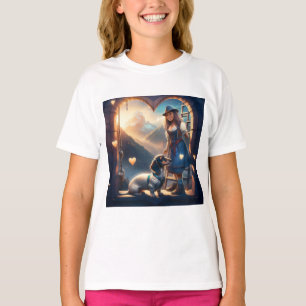 Een jong Alpenmeisje en haar liefdevolle teckel T-shirt