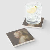 Een jong blademeisje (door Jan Lievens) Stenen Onderzetter (Zijkant)