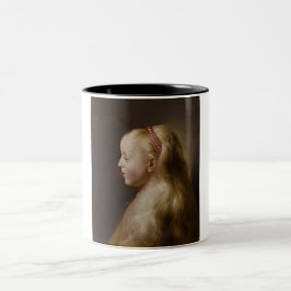 Een jong blademeisje (door Jan Lievens) Tweekleurige Koffiemok