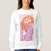 een jong blond meisje. trui (Voorkant)