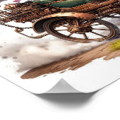 Een jong gelukkig kind dat in een Steampunk-voertu Poster (Hoek)