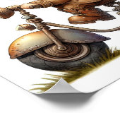 Een jong gelukkig kind dat op een Steampunk-scoote Poster (Hoek)