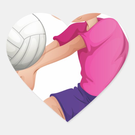 Een jong man dat volleybal speelt hart sticker (Voorkant)