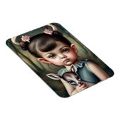 Een jong meisje dat een hert in haar armen houdt magneet (Rechterzijde)