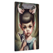 Een jong meisje dat een hert vasthoudt klembord (Rechts)