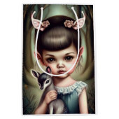 Een jong meisje dat een hert vasthoudt medium cadeauzakje (Voorkant)