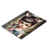 Een jong meisje dat een hert vasthoudt notitieboek (Linkerzijde)