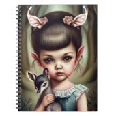 Een jong meisje dat een hert vasthoudt notitieboek (Voorkant)