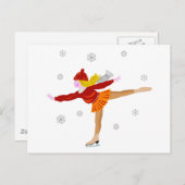 Een jong meisje Ice Skating als sneeuwvlokken Herf Briefkaart (Voorkant / Achterkant)