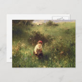 Een jong meisje in een veld briefkaart (Voorkant / Achterkant)