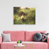 Een jong meisje in een veld canvas afdruk (Insitu (Woonkamer))