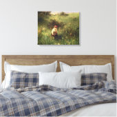 Een jong meisje in een veld canvas afdruk (Insitu (Slaapkamer))