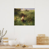 Een jong meisje in een veld poster (Keuken)