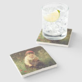 Een jong meisje in een veld stenen onderzetter (Zijkant)