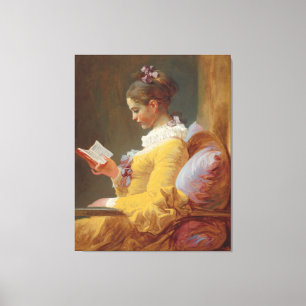 Een jong meisje leest, de lezer van J. Fragonard Canvas Afdruk
